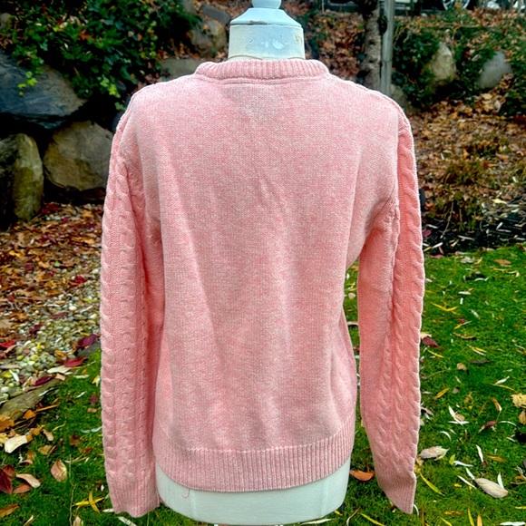 TOGGI EUROPEAN KNIT HEATHERED PINK ๐ฏ LAMBSWOOL CABLEKNIT SWEATER - L -NEW ! ๐โ๏ธ - Picture 5 of 9